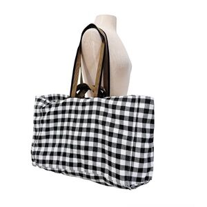 Zara huge large cotton checker/ gingham carryall bag